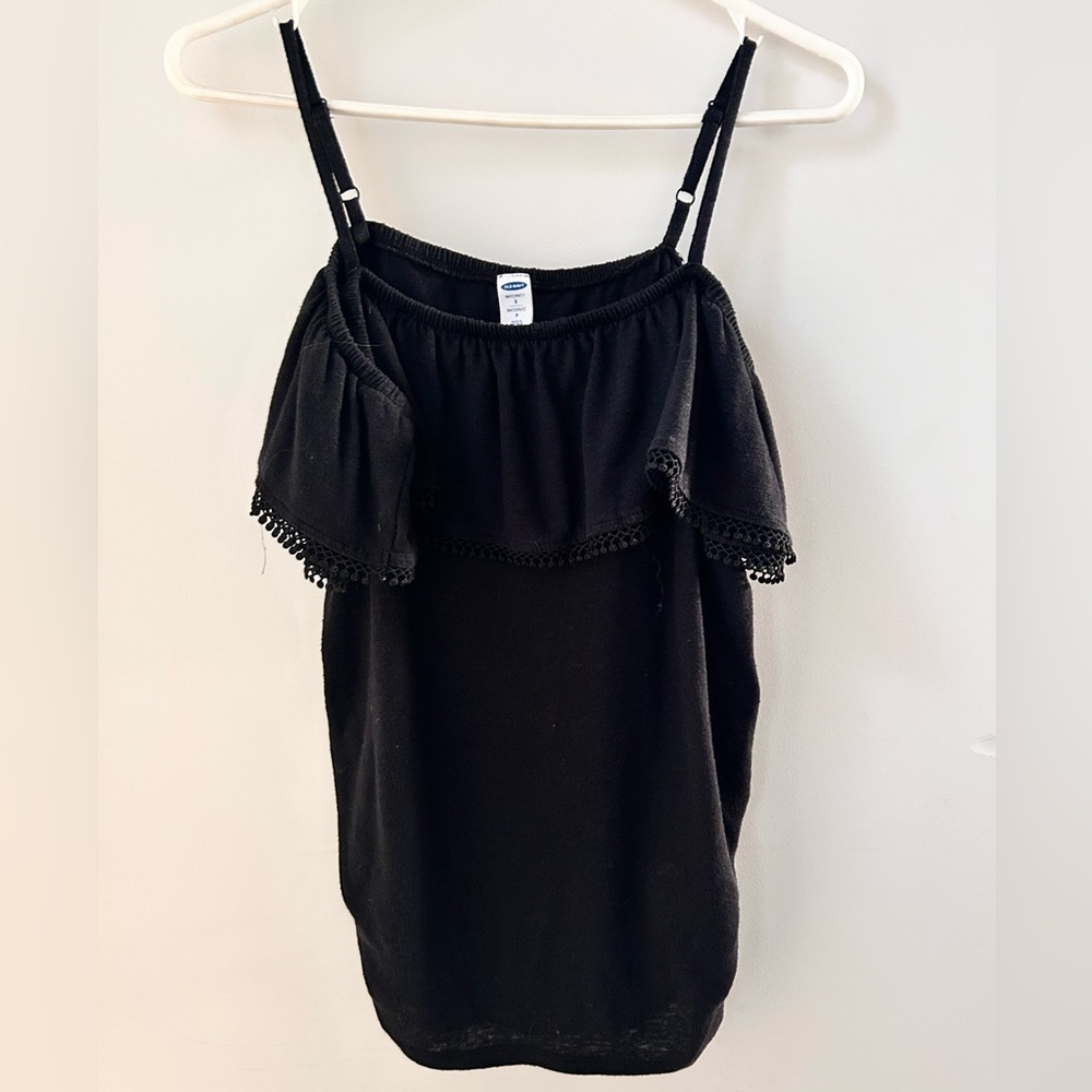 Old Navy Black Ruffled Camisole with Spaghetti Straps (Maternity)